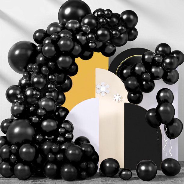 Balloon Arch Kit de globos de látex negro BHUCUTU, 200 piezas
