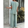 thumbnail image 7 of YNIQUE Spring and Summer Casual Fashion Solid Color Short-Sleeved Trousers Suit, 7 of 7