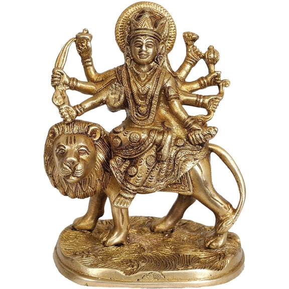 6" Mother Goddess Durga Idol In Brass | Handmade Statues | Made In India