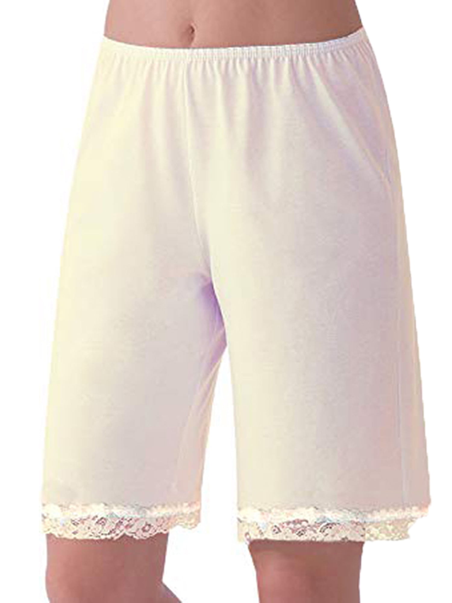 Womens Satin Lace Underwear Frilly Pettipants Bloomers Half Slip Short Pants  US