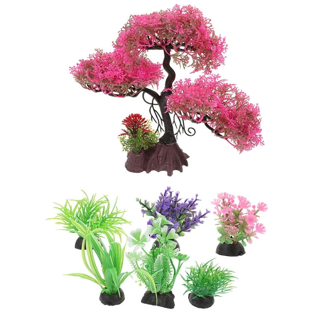 unbranded 2Set Assorted Color Artificial Water Plants for Aquarium Landscaping Plastic Models