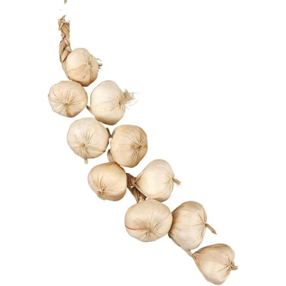 Artificial Garlic String, Simulation Fake Purple White Garlic Hanging String Lifelike Vegetables Fruit Photography Props Home Kitchen Harvest Decoration (White)