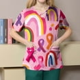 thumbnail image 3 of WTOBBY Women's Trendy Cross V-Neck Short Sleeve Overalls Featuring Double Layer Pockets Printed Scrub Top, Nursing Uniform Apparel for Professionals, Durable and Comfortable ,Orange S, 3 of 4