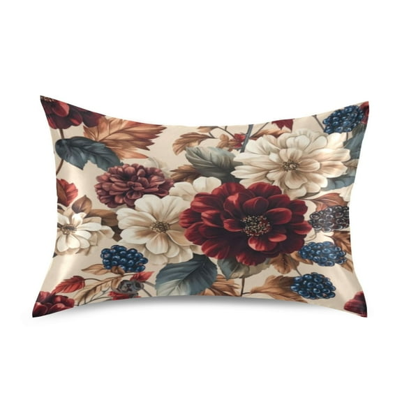 Satin Pillowcase Soft and Smooth Pillow Case for Hair and Skin Burgundy Hydrangeas