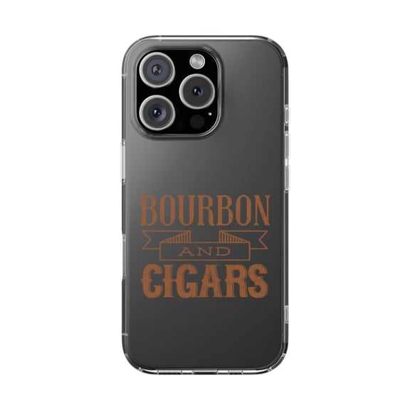 DistinctInk Clear Hybrid Case for Apple iPhone 16 Pro (6.3" Screen) - Bourbon and Cigars - Raised Bezel Screen Guard
