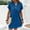 Blue, variant on Womens Summer Dresses Short Rolled Sleeve Pleated Button Down V Neck Casual Beach Shift Sundresses with Pockets
