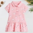 thumbnail image 2 of YDFCWXW Summer Short Sleeved Dress Knitted Girls Polo Skirt (Pink, 120.00), 2 of 9
