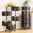 thumbnail image 1 of Canasta para frutas SNTD, carrito giratorio de almacenamiento de 5 niveles, negro, 1 of 8