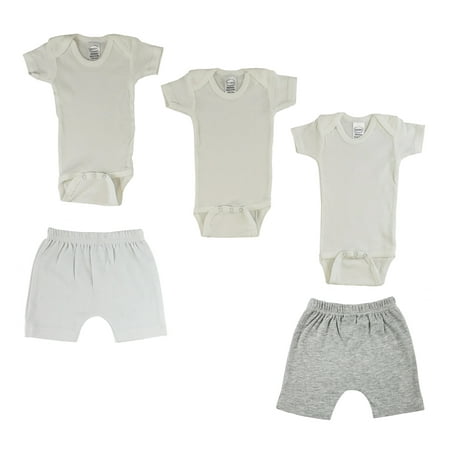 

Bambini Mix N Match Short Sleeve Bodysuits & Shorts Outfit Sets 5pc (Baby Boys or Baby Girls Unisex)