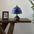 thumbnail image 4 of Tiffany Table Lamp Blue Stained Glass Baroque Style Lavender LED Bulb Included Dragonfly Base for Living Room Bedroom Bedside 10"W*10"D*14"H, 4 of 6