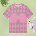 thumbnail image 5 of Diamond Grid Pattern T-Shirt O Neck Oversize T-Shirts Short Sleeve Classic Tees Women Summer Graphic Tops, 5 of 5