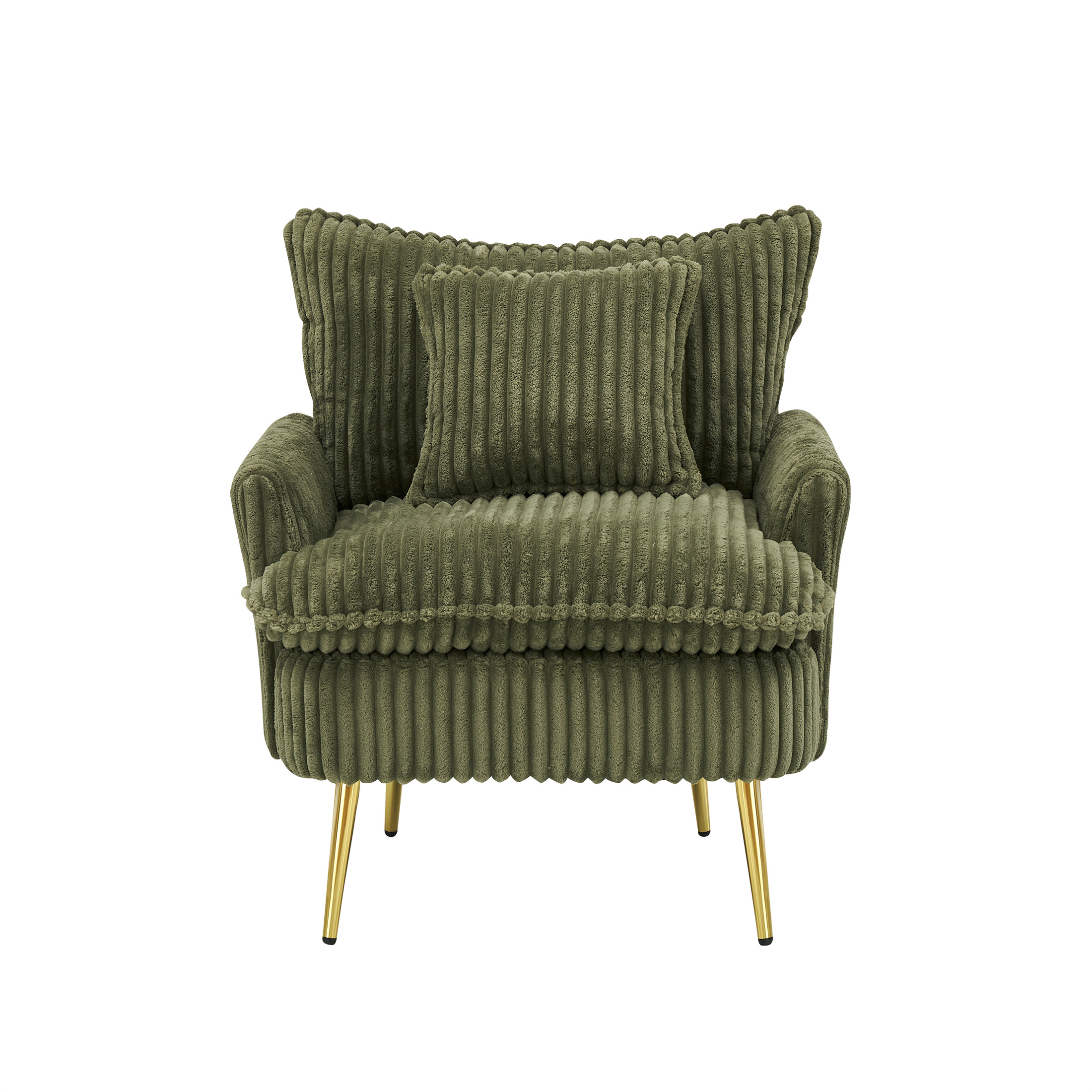 Aukfa Living Room Accent Chairs,Modern Upholstered Sofa Chair w/ Pillow for Bedroom, Green