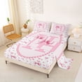 thumbnail image 2 of Manfei Sweet Heart Bow Full Size Sheets For Kids,Letter H Monogram Letter Bed Sheets For Girly,4-Piece, 2 of 6