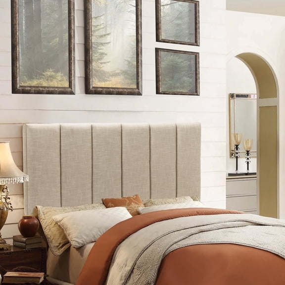 Andeworld Upholstered Headboard King Foldable Headboard for King Bed Adjustable Height Oatmeal