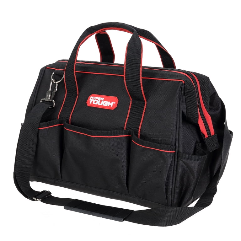 Hyper Tough 15 Inch Large Mouth Tool Bag with 8 Internal Pockets