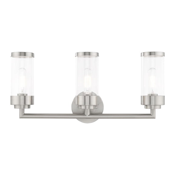 10363-91 Livex Lighting Hillcrest - 3 Light Bath Vanity in Coastal Style - 23.5 Inches wide by 10.63 Inches high-Brushed Nickel Finish