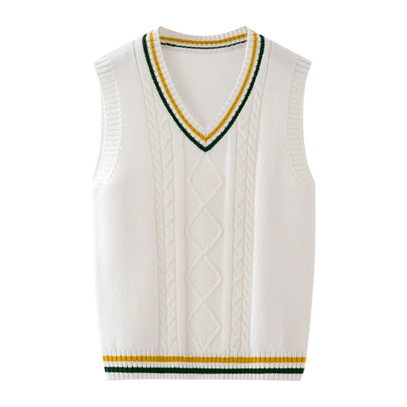 EnJoCho Girls Boys School 𝖴niform Sweater Vest Teen V Neck Casual Sleeveless Knit Slim Fit Fall Winter Trendy Tops Kids Clothes Apparel