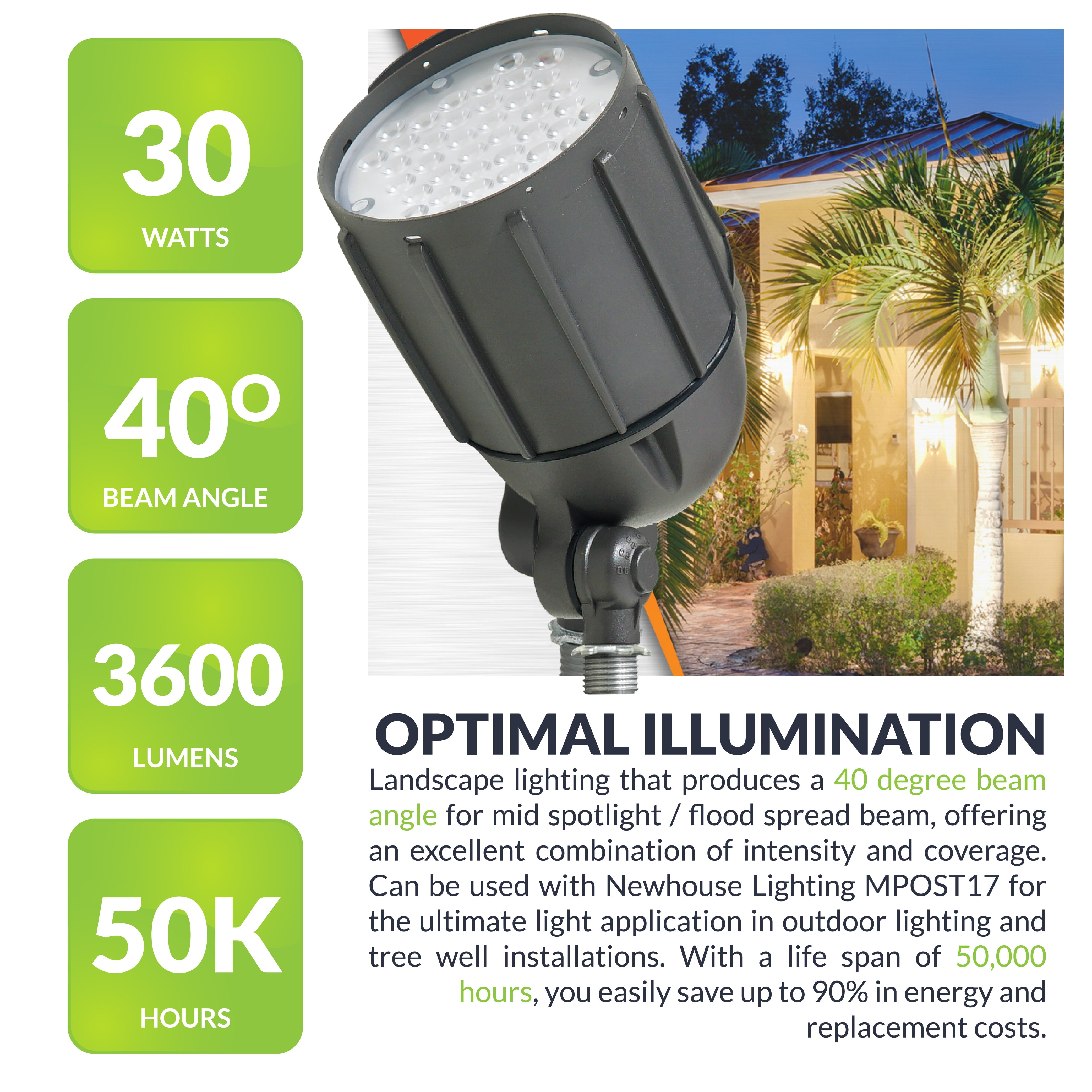 Newhouse Lighting 12W LED Outdoor Flood Light - Bronze Weatherproof Bullet Light