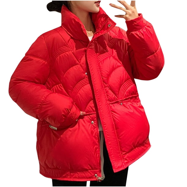 Chaqueta de invierno de algodón para mujer, informal, sin capucha, de manga larga, con capucha y cierre de cremallera.