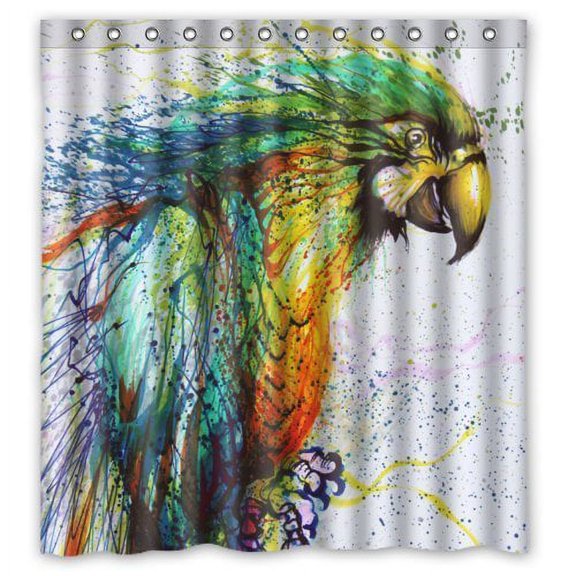 HelloDecor Oil Splashing Parroted Shower Curtain Polyester Fabric Bathroom Decorative Curtain Size 66x72 Inches
