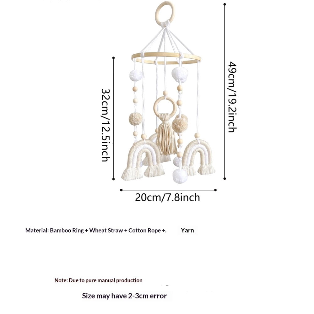 Neutral Boho Rainbow Baby Mobile for Crib Mobile Nursery, Boho Baby Crib Mobile, Natural Crib Mobile for Boys and Girls