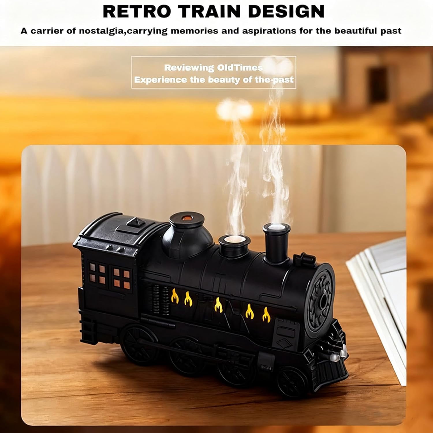 2026 New Christmas Train Diffuser, 300ml Aromatherapy Humidifier with 2-Color LED Light and Auto Shut-Off, Ultrasonic Cool Mist for Home Office Bedroom Decor