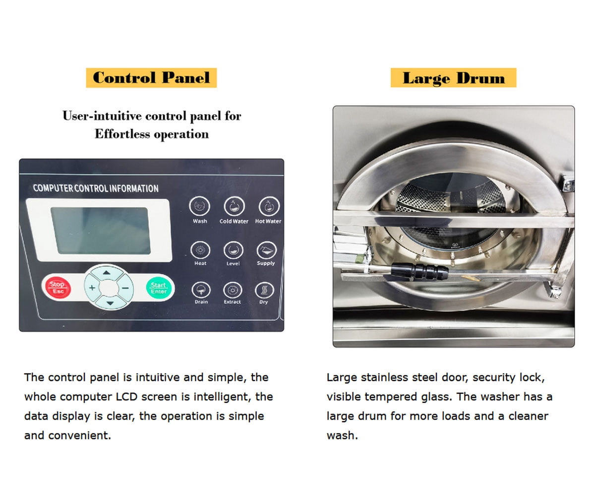 44LBS Ront Load Washer Industrial Automatic Laundry Washing Machine Commercial Washing and Drying Machine 220V
