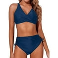 thumbnail image 2 of Bikini pour Femmes - "Bikini Taille Haute avec Haut Bandeau Froncé et Bas Rassemblés Ensemble de Bikini Flatteur", Bikini Grande Taille pour Femmes, 2 of 5