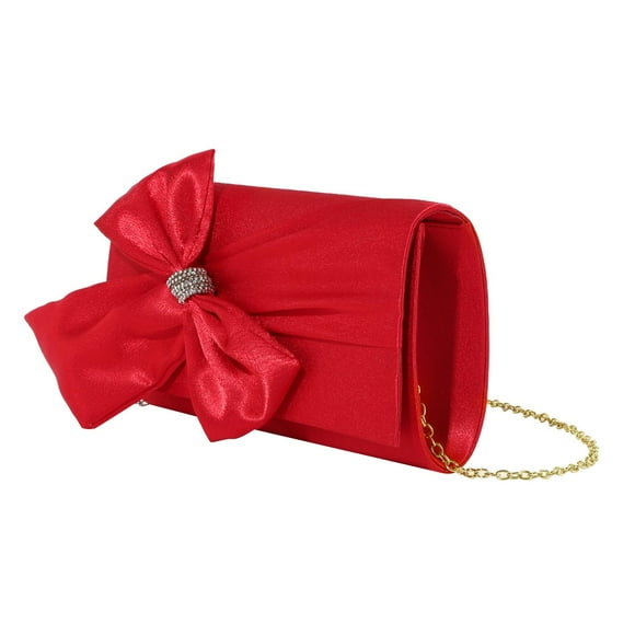 Esquirla Bow Clutch Purse Women Evening Bag Crossbody Bag for Prom Graduation Banquet Red