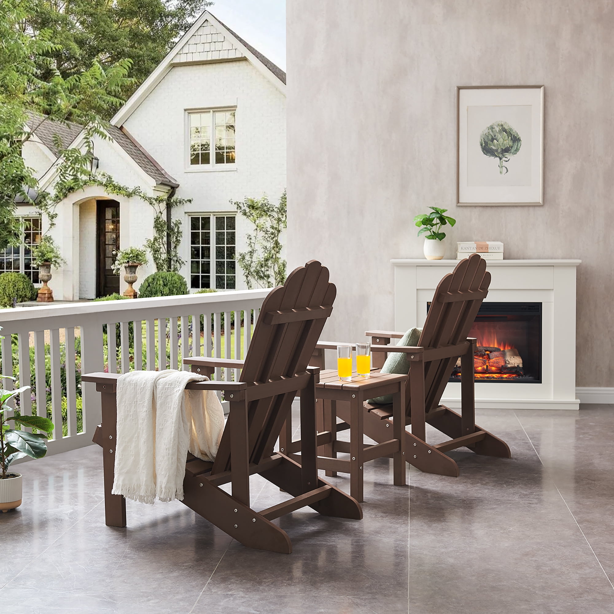 GONICHA Adirondack Chair,All-Weather Poly Lumber Fire Pit Chair for Patio Garden,Coffee