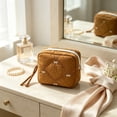 thumbnail image 4 of Holloyiver Quilted Bow Makeup Bag, Coquette Cosmetic Bag Makeup Pouch for Women Girls, Aesthetic Organizer Bags Travel Toiletry Bags For Sanitary Napkins And Daily Essentialss, 4 of 6