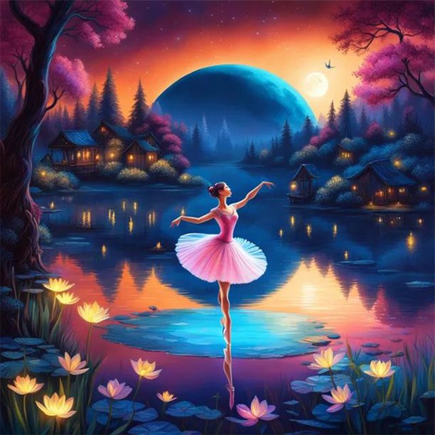 Kit Pintura Por Números Sobre Lienzo Arte Al Óleo Artesanal Imagen Ballet Del 40x40cm