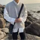thumbnail image 5 of Ropa de hombre Chaleco de cuello en V Suéter de punto Sin mangas Marrón Ropa de otoño coreana Holgada Overfit Talla grande A, 5 of 5