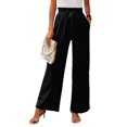 thumbnail image 3 of Women'S Wide Leg Lounge Pants with Pockets High Waisted Adjustable Tie Knot Loose Trousers Black XXL, 3 of 8