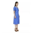 thumbnail image 3 of Michael Kors Women's Plus Floral-Print V-Neck Ruched Midi Dress, Grecian Blue 2X, 3 of 4