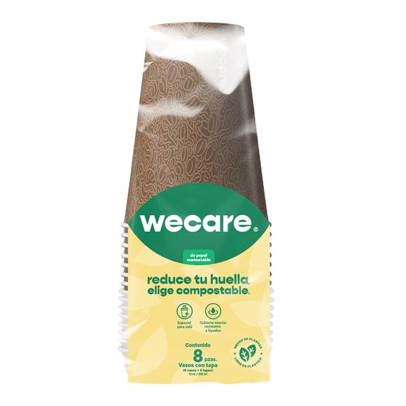Vaso de Papel con tapa Wecare para Café 355 ml