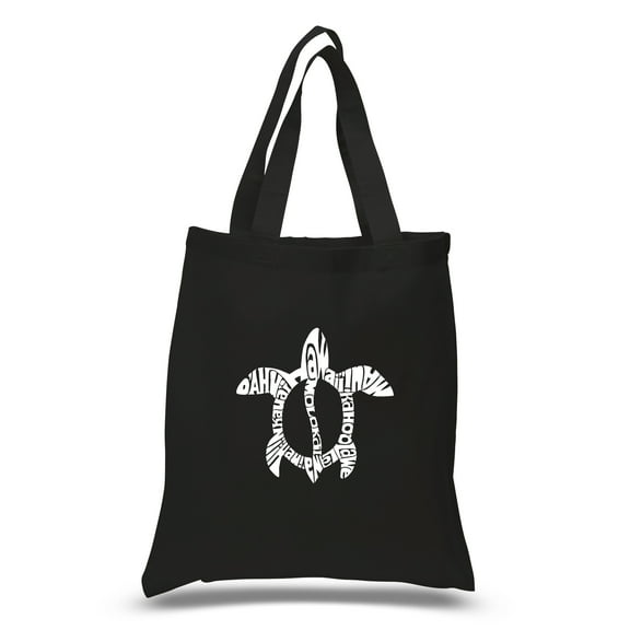 LA Pop Art Small Word Art Tote Bag - Honu Turtle - Hawaiian Islands