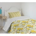 thumbnail image 4 of Ambesonne Vintage Quilted Bedspread Set 2 Pcs, Narcissus Wildflowers, Twin Size, Yellow Cream Pale Green, 4 of 6
