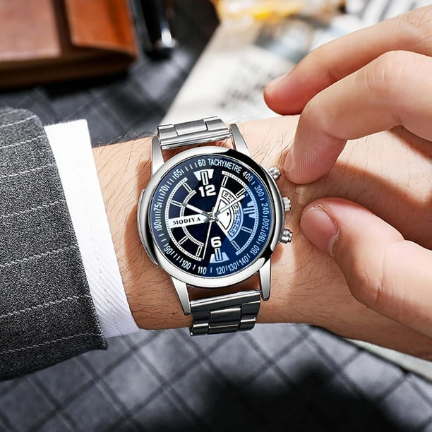Pgyong Watches Men's Casual Trendy Blue Light Glass Quartz Steel Pgyong Watches Men's Casual Trendy Blue Light Glass Quartz Steel
