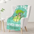 thumbnail image 2 of Personalized Frog Blanket - Soft Fuzzy Throw Blankets for Girls - 40"x50" Small Size Blanket for Bed & Couch - Green Cute Throws Gifts, 2 of 6