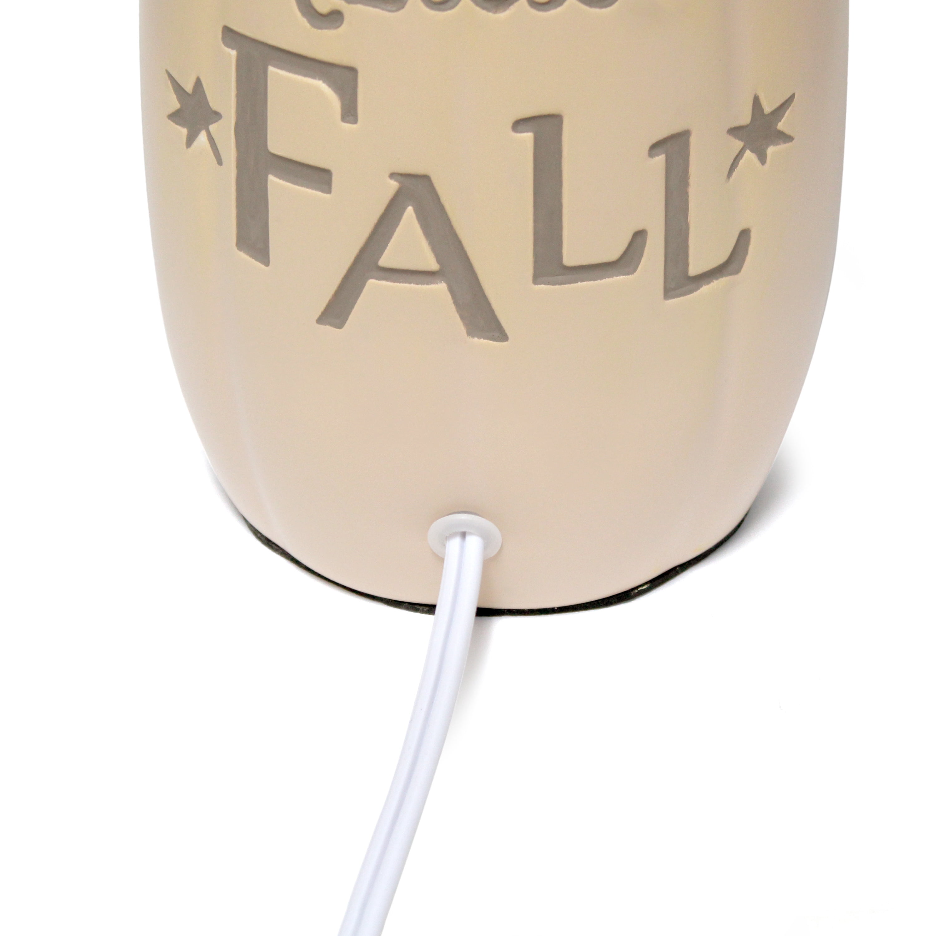 Simple Designs 17.88" Cozy Autumn "Hello Fall" Pumpkin-Shaped Table Lamp with White Drum Shade