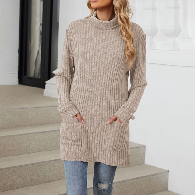 TINZ Nouveau Chandail à Demi-Col Roulé à Manches Longues pour Femmes avec Poche Ample, Chandail en Molleton à Manches Longues en Gelée pour Hommes, Chandail d'Hiver