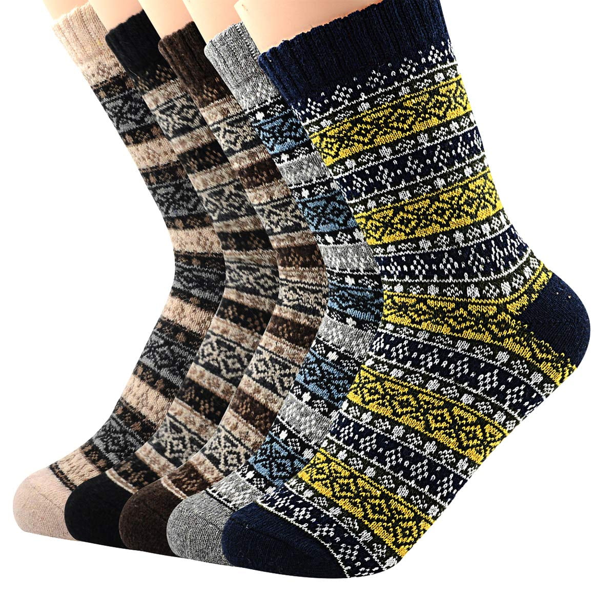 EZGO - Mens Wool Socks Thick Heavy Thermal Fuzzy Warm Winter Crew Socks ...