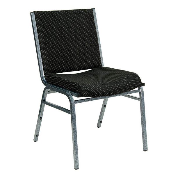 Flash Furniture Heavy Duty Black Dot Fabric Stack Chair