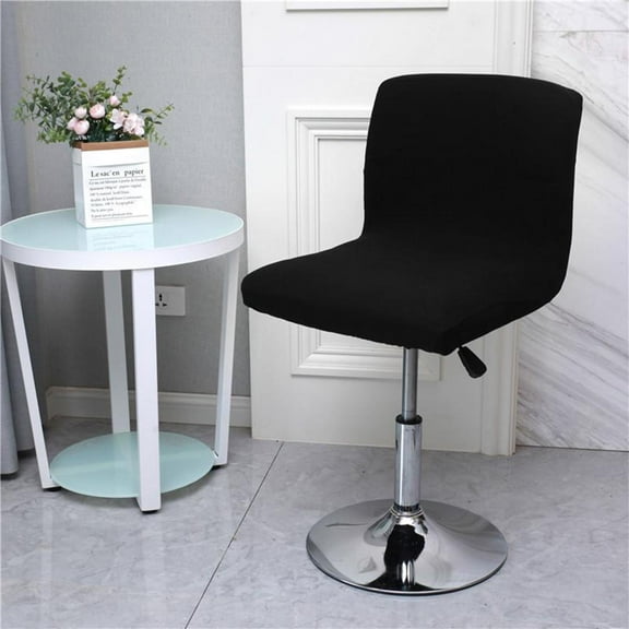 Counter Bar Pub Elastic Stool Slipcover Soft Polyester Spandex Low Hotel Cover , Breathable and Durable , black