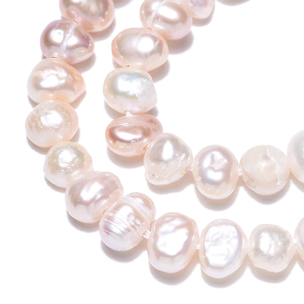 Natural Cultured Freshwater Pearl Beads Strands Baroque Keshi Pearl Beads Two Sides Polished Creamy White 4~5x4.5~6.5x2.5~4.5mm Hole: 0.5mm about 77pcs/strand 13.39~13.58 inch(34~34.5cm)