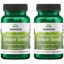 Swanson Grape Seed Heart Antioxidant Free Radicals Healthy Blood Pressure Support Polyphenols OPCS Herbal Supplement 380 mg 100 Capsules (2 Pack)