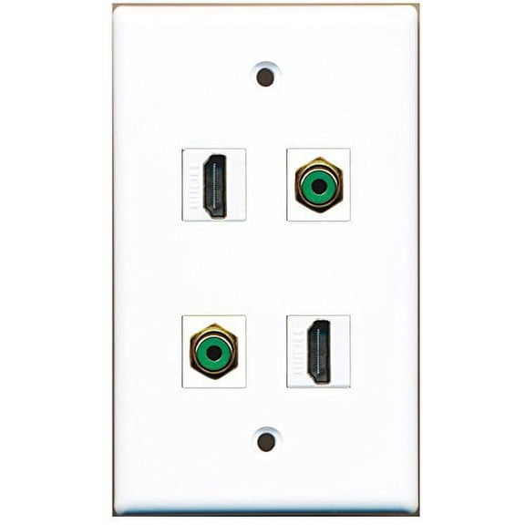RiteAV - 2 Port HDMI 2 Port RCA Green Wall Plate
