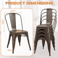 thumbnail image 6 of Lacoo Metal Dining Chair Indoor-Outdoor Use Stackable Classic Trattoria Chair Chic Dining Bistro Cafe Side Metal Chairs Set of 4, Gunmetal, 6 of 7