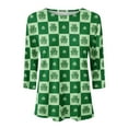 thumbnail image 4 of Awdenio Shirts for Women Clearance Petite Fashion Printed 3/4 Sleeves Blouse Round Neck Casual Tops Deals, 4 of 4
